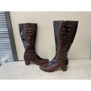 Pitti Palace Italy Boots Womens 38 burgundy Leather Knee High Sheepskin Lined